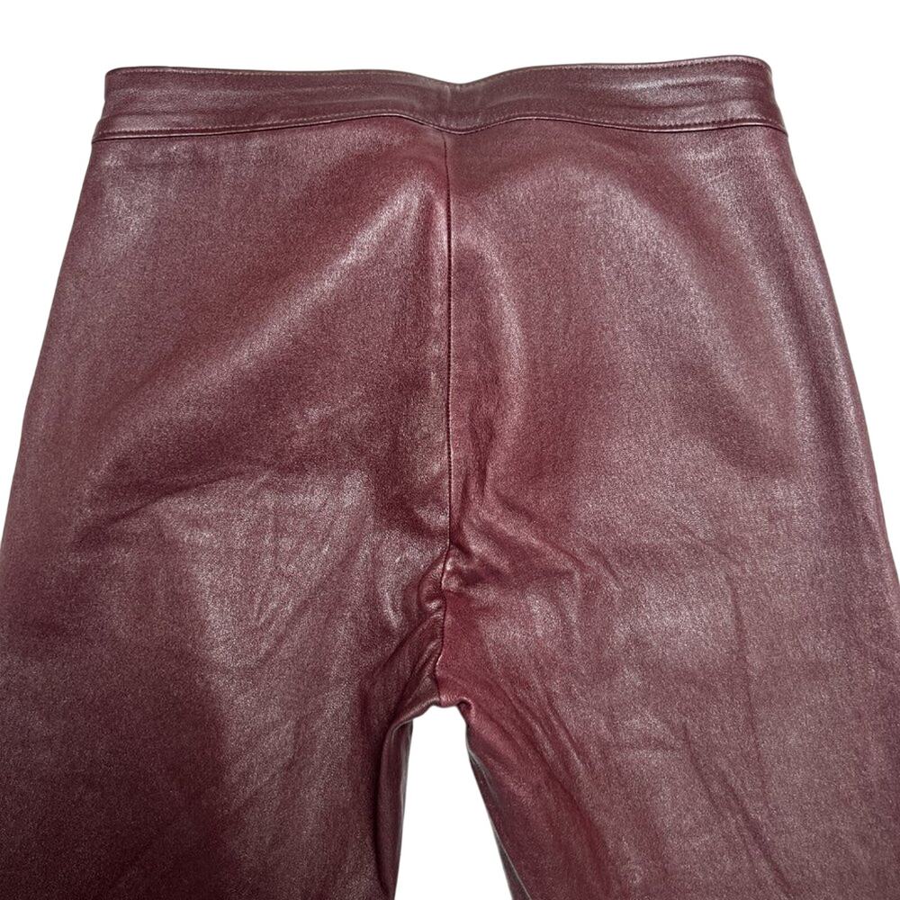 Mackage Lamb Leather Skinny Pants Size 8 Maroon Stretch Zip Luxe Leggings CANADA - Picture 8 of 13